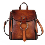 Retro CowHide Leather Travel Day Pack for Women