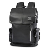 Anti-theft Waterproof Faux Leather Travel Backpack with USB Port for Men